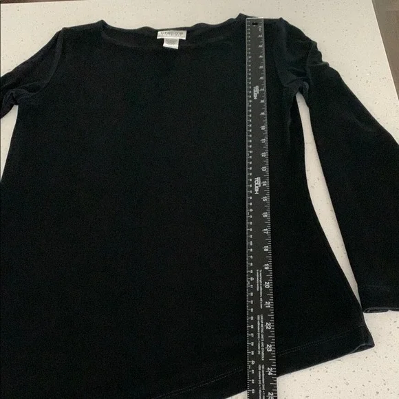Chico's Women's 0 Black Long Sleeve Asymmetrical Hem Top K008 Casual Work Travel - Picture 3 of 8